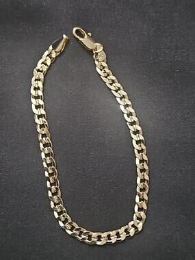 8in. 14k Gold plated on brass-4.8mm diamond cut Cuban Bracelet